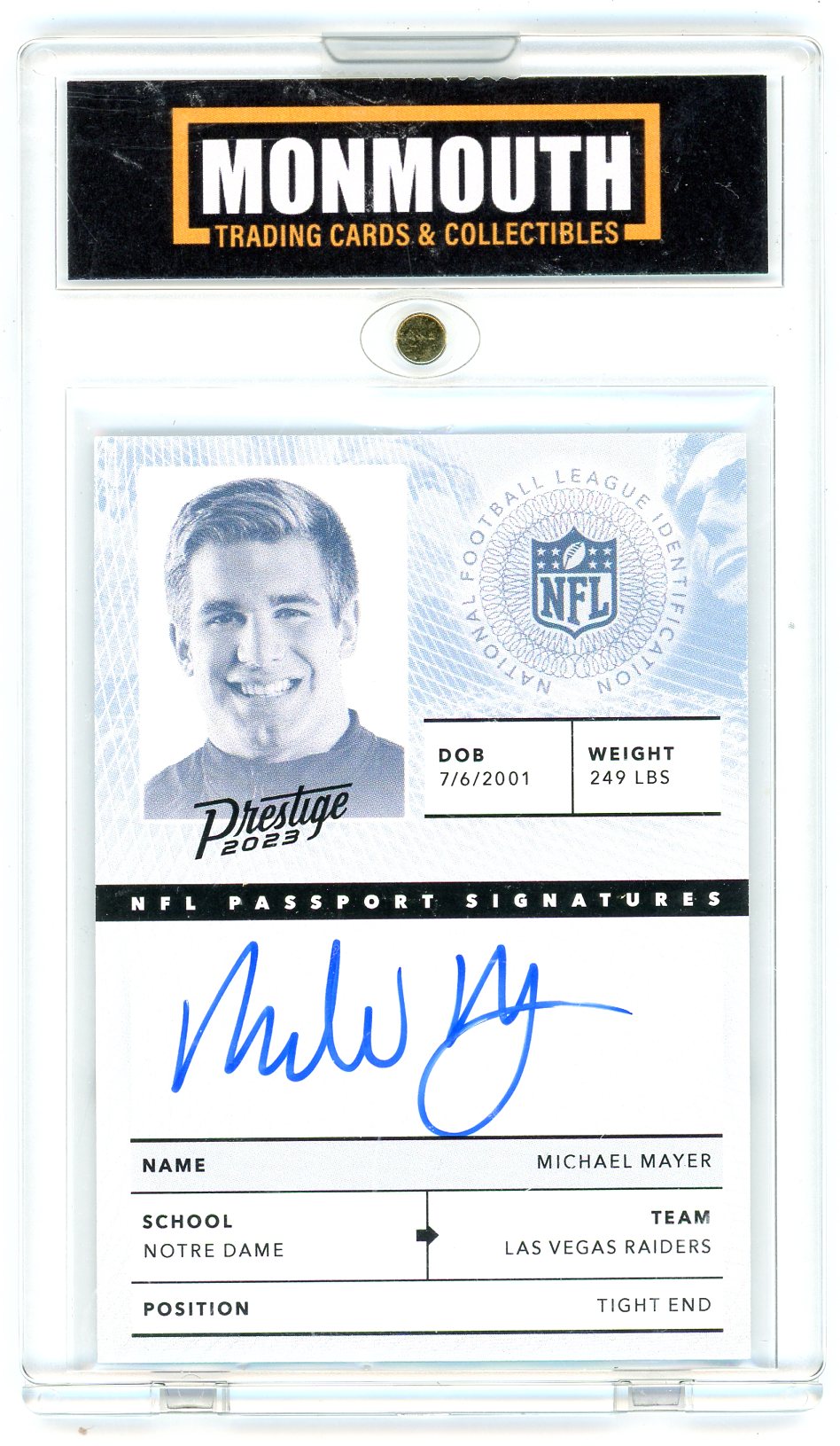 2023 Prestige NFL Passport Signatures Michael Mayer Rookie RC #12