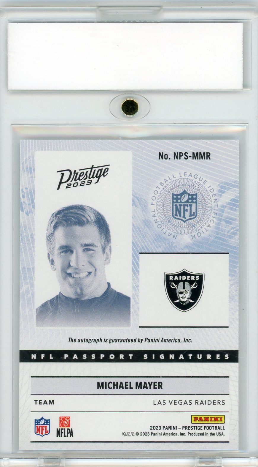 2023 Prestige NFL Passport Signatures Michael Mayer Rookie RC #12