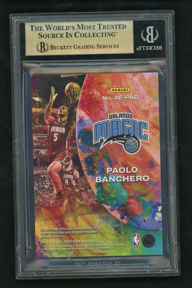 2022 Panini Court Kings #16 Paolo Banchero Artistic Endeavors Jerseys Rookie Beckett 9.5 Gem Mint Orlando Magic