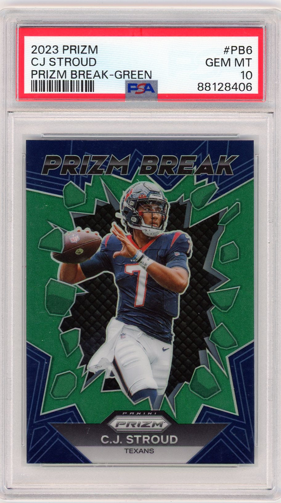 2023 Panini Prizm Prizm Break Green Prizm CJ Stroud #PB-6 PSA 10