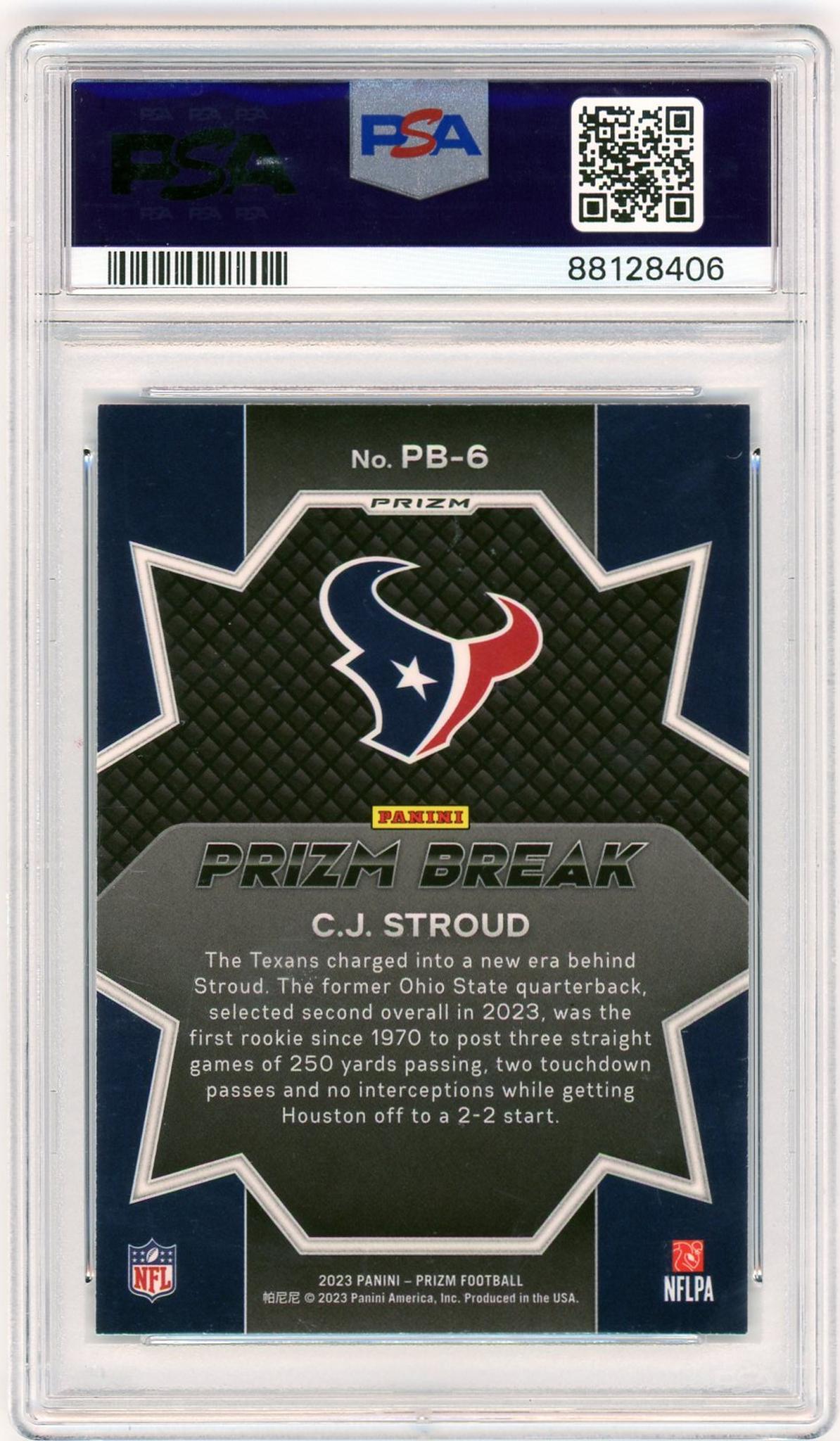 2023 Panini Prizm Prizm Break Green Prizm CJ Stroud #PB-6 PSA 10