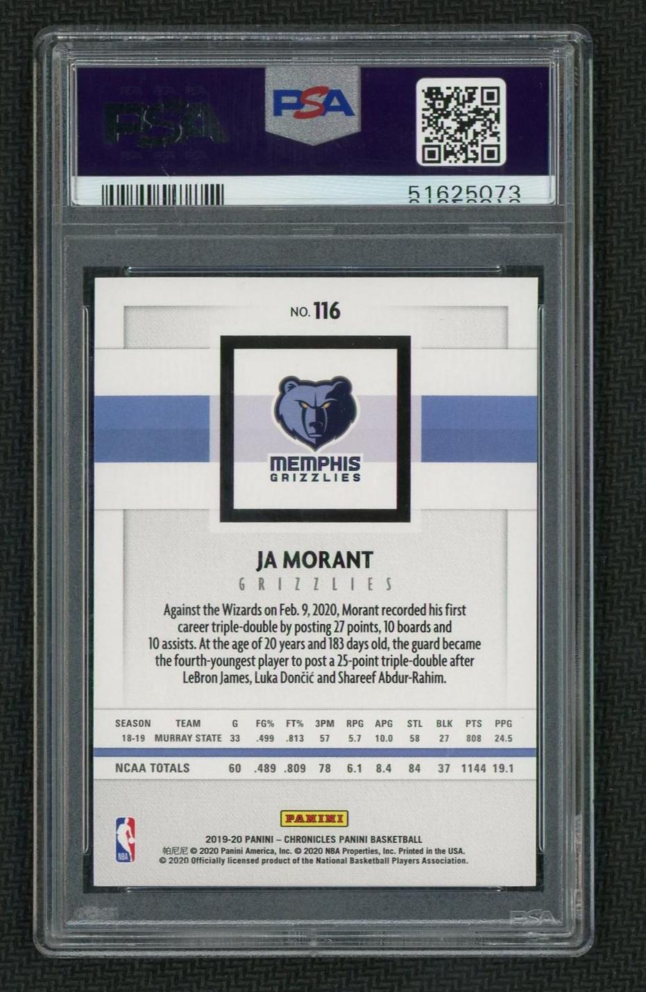 2019 Panini Chronicles #116 Ja Morant Panini PSA 9