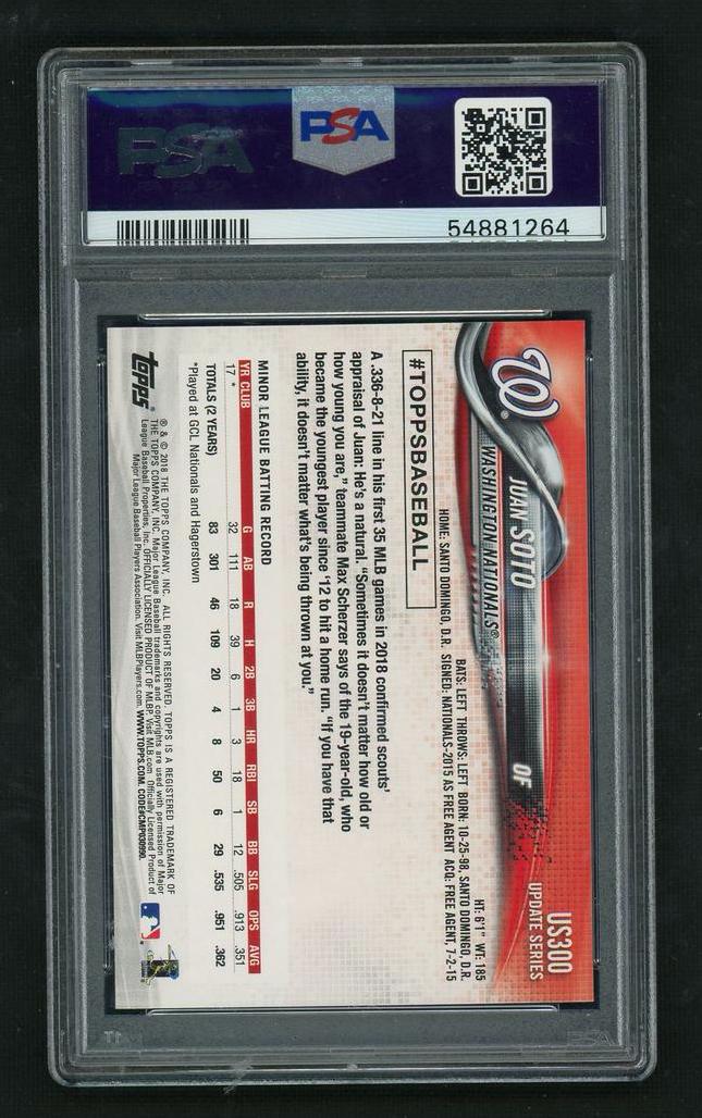 2018 Topps Update Juan Soto #US300 PSA 10 RC