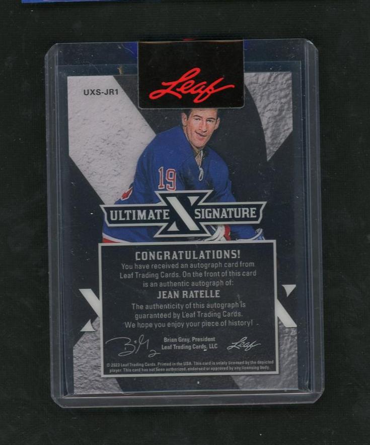 2021 Leaf Ultimate Signature UXS-JR1 Jean Ratelle Ultimate X Signature Auto