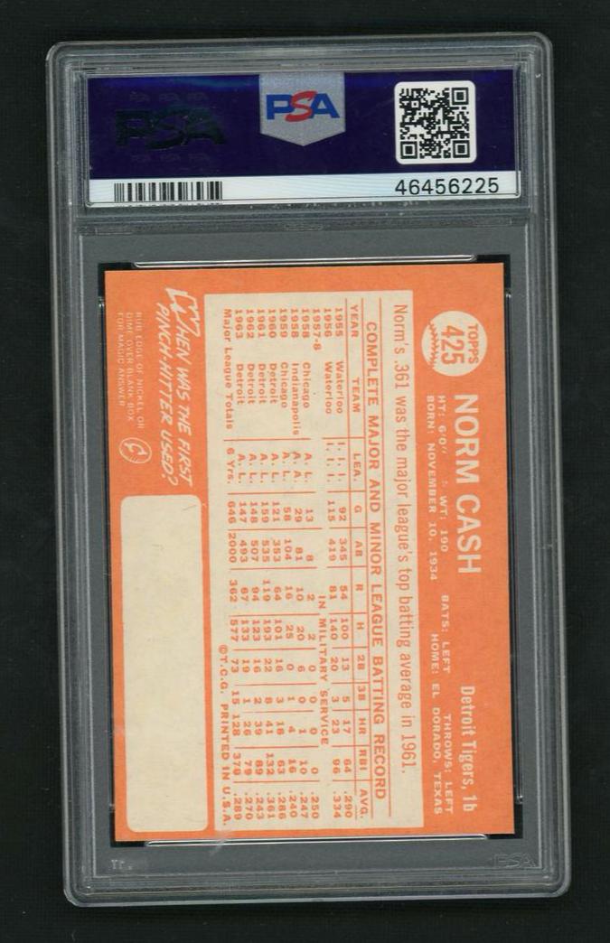 1964 Topps #425 Norm Cash PSA 9