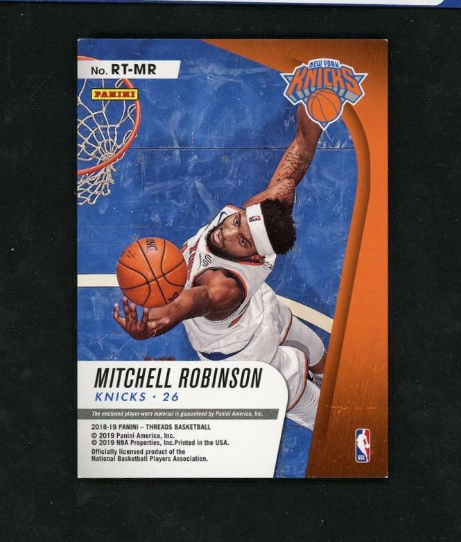 2018 Panini Threads RT-MR Mitchell Robinson Rookie Threads Rookie Knicks