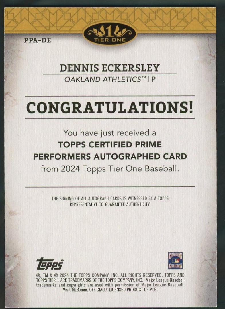 2024 Topps Tier One Dennis Eckersley Prime Performers Auto /199 