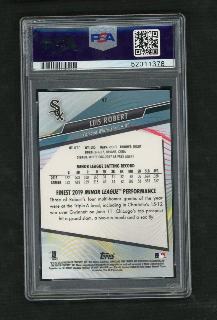 2020 Topps Finest Orange Refractor Luis Robert #97 RC /25 PSA 10