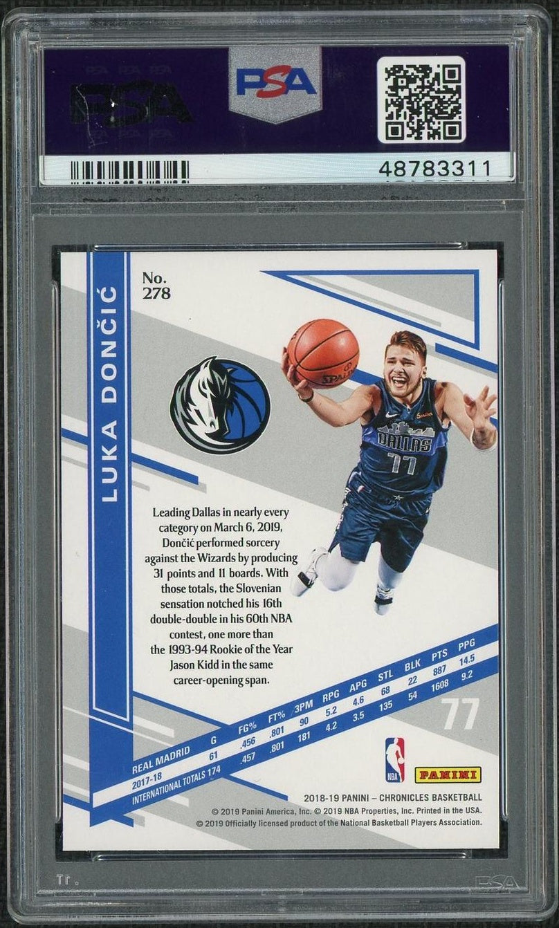 2018 Panini Chronicles #278 Luka Doncic Elite Rookies PSA 10