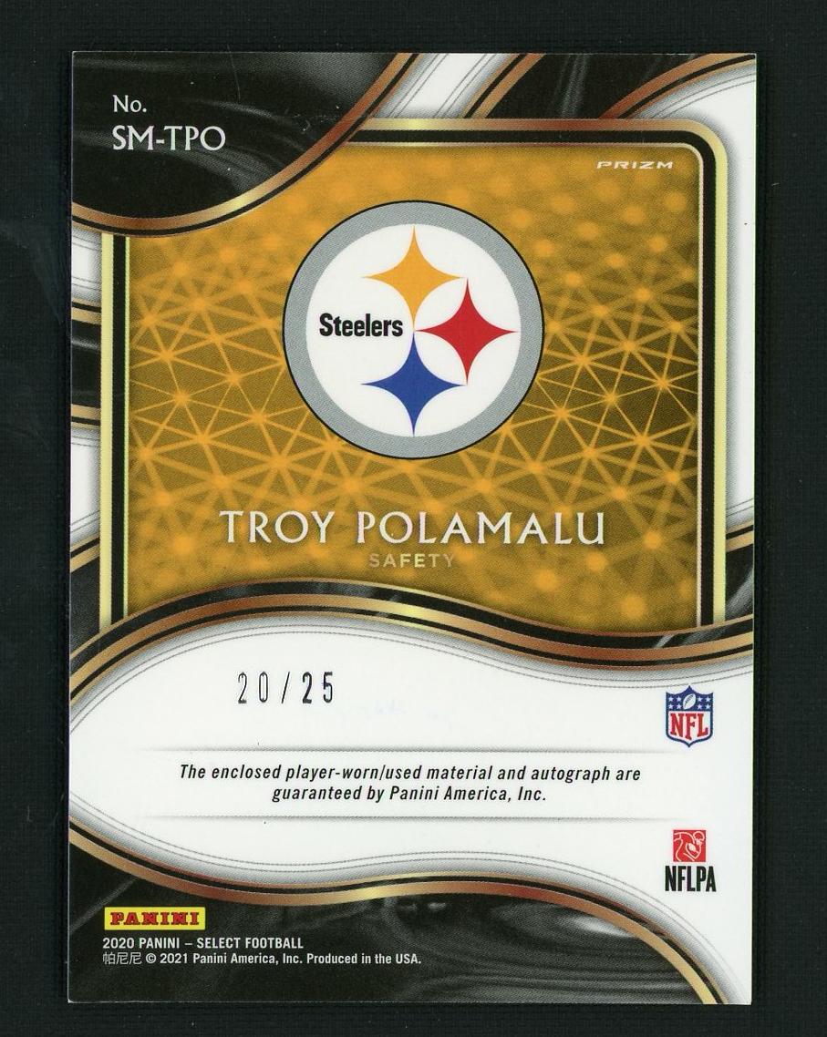 2020 Panini Select Troy Polamalu #SM-TPO Patch Auto /25