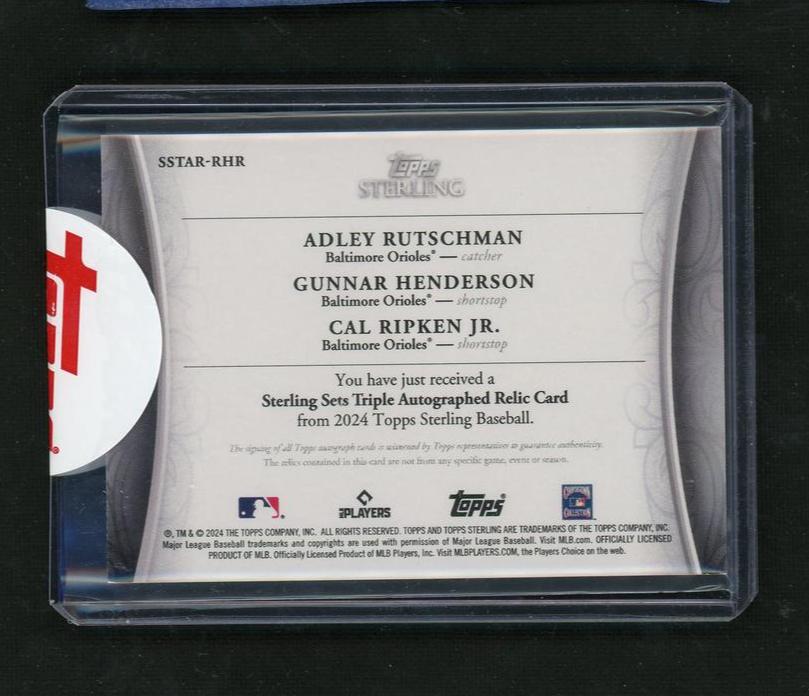2024 Topps Sterling Triple Auto Rutschman/Henderson/Ripken #SSTAR-RHR /5