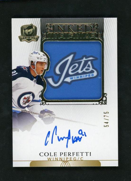 2021-22 Upper Deck The Cup Inked Insignias Cole Perfetti #II-CP Patch Auto /75