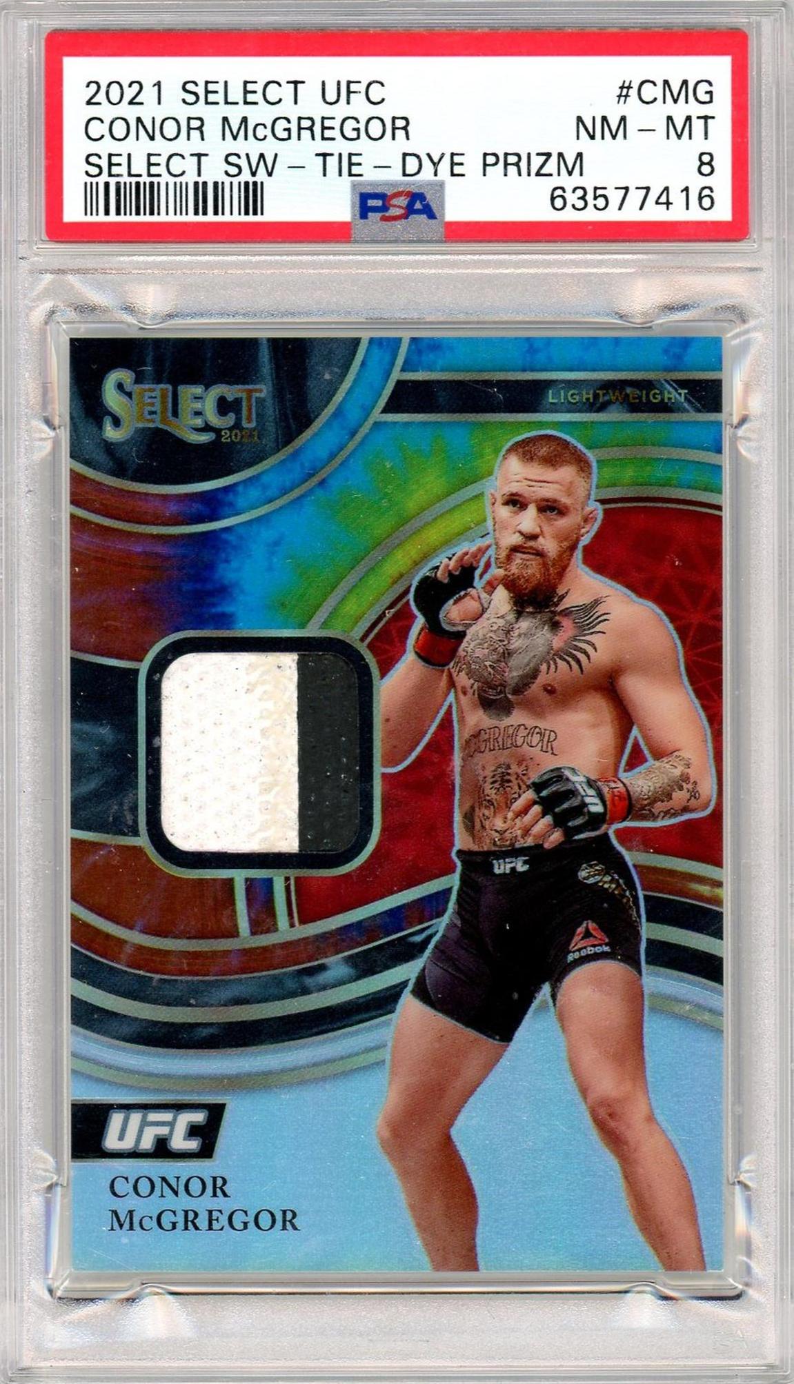 2021 Panini Select Conor McGregor #CMG Tie-Dye Prizm /25 PSA 8 Patch