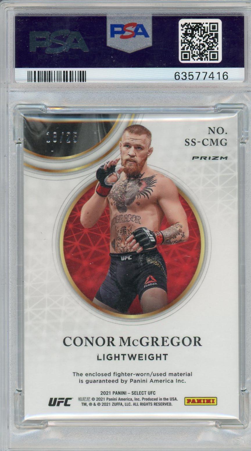 2021 Panini Select Conor McGregor #CMG Tie-Dye Prizm /25 PSA 8 Patch
