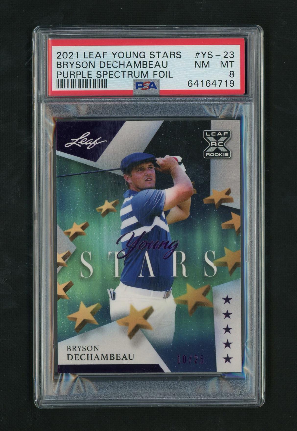 2021 Leaf Young Stars Purple Spectrum Foil Bryson DeChambeau #YS-23 RC /25 PSA 8