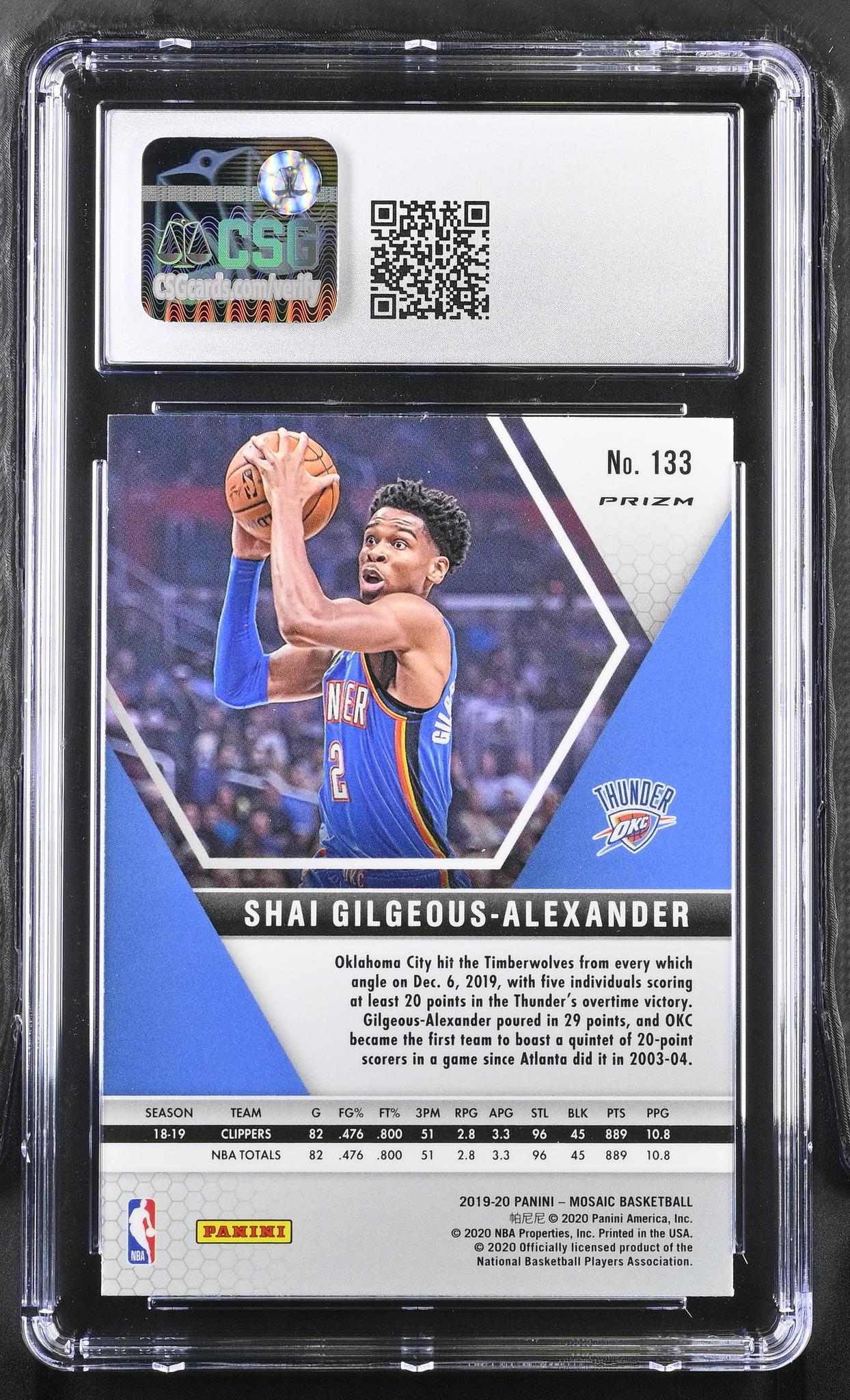 2019-20 Panini Mosaic Silver Shai Gilgeous-Alexander #133 CGC 10