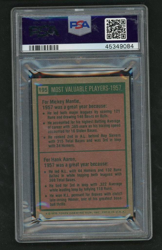1975 Topps Mini Hank Aaron/Mickey Mantle #195 PSA 7