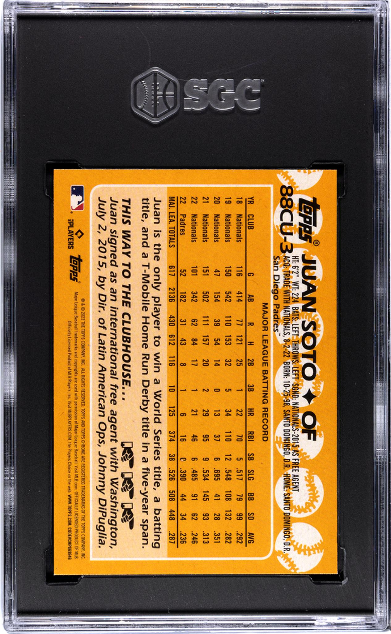 2023 Topps Chrome #88CU-3 Juan Soto '88 Topps Design SGC 9.5