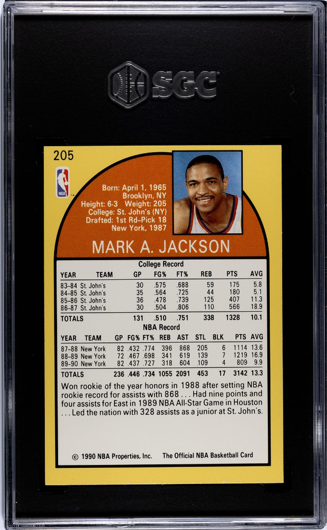 1990 Hoops #205 Mark Jackson SGC 8.5