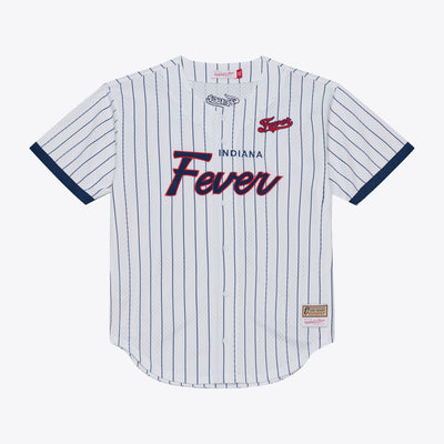 Mitchell & Ness Indiana Fever White Head Coach Pinstripe Mesh Full-Button Baseball Jersey