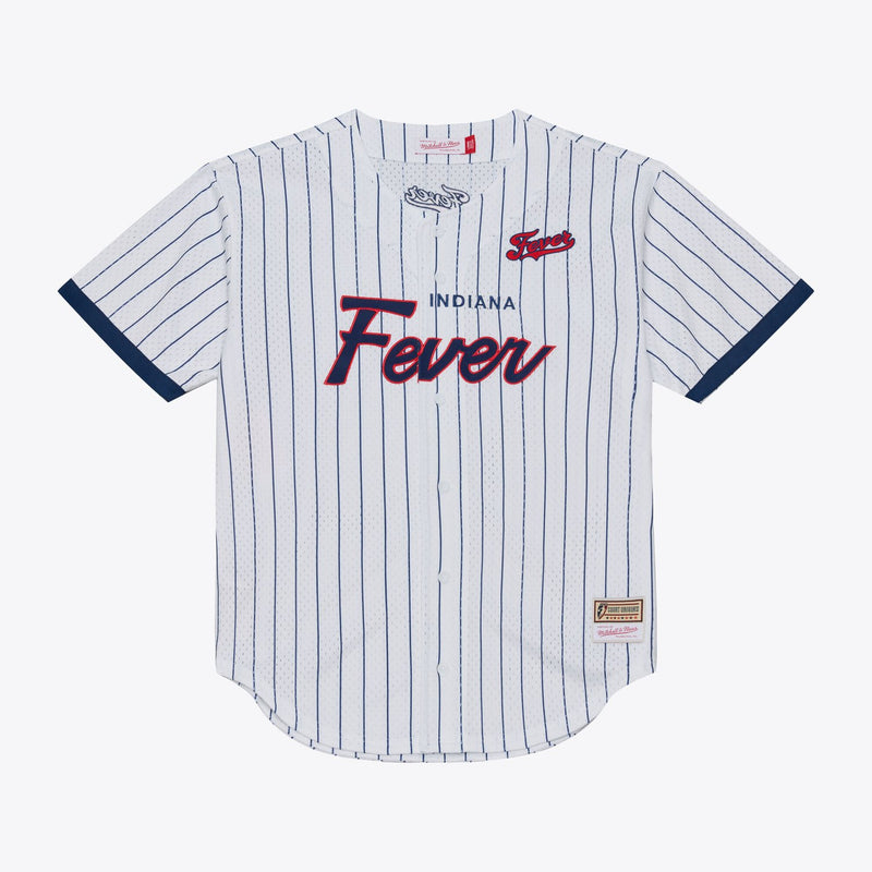 Mitchell & Ness Indiana Fever White Head Coach Pinstripe Mesh Full-Button Baseball Jersey