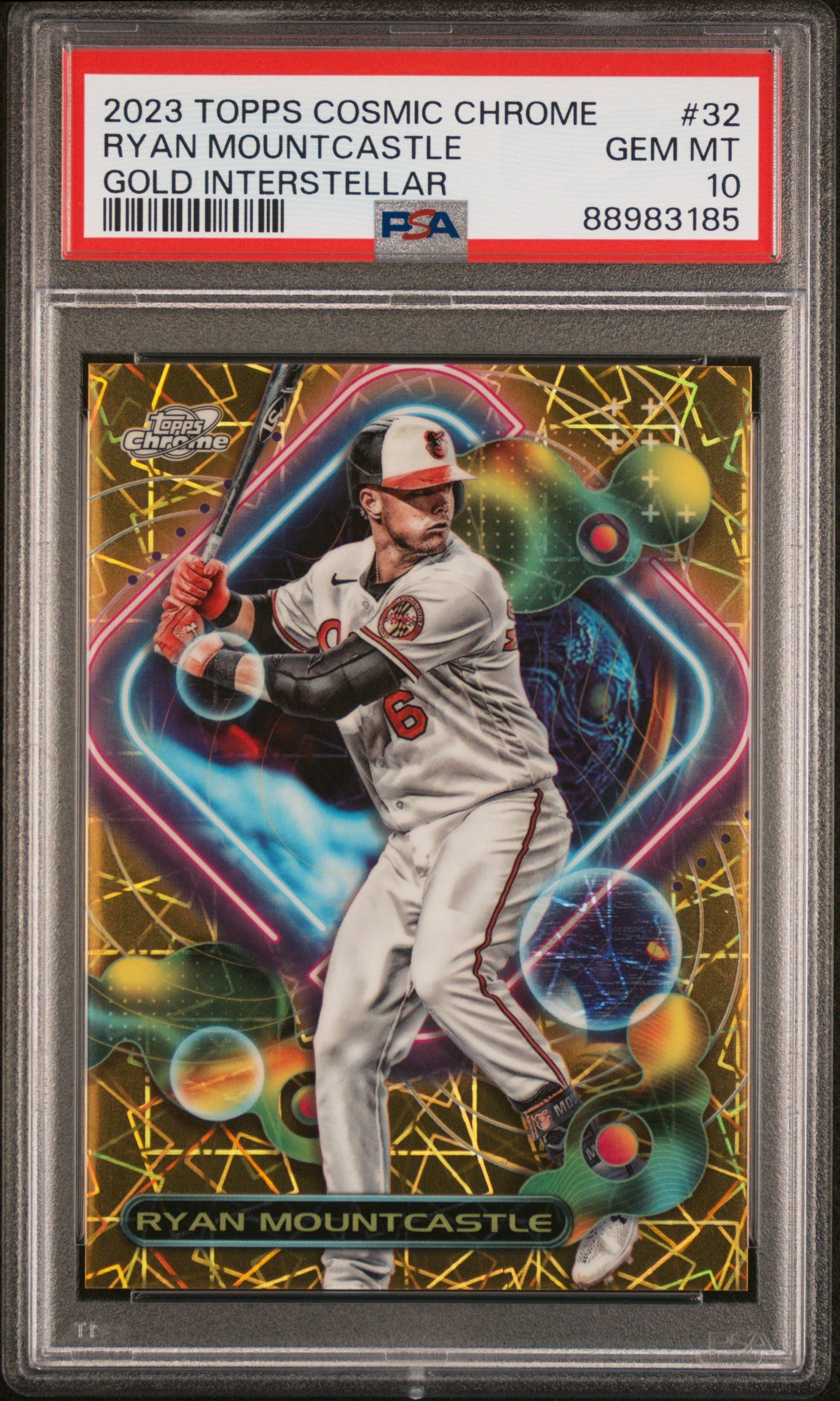 2023 Topps Cosmic Chrome #32 Ryan Mountcastle Gold Interstellar PSA 10