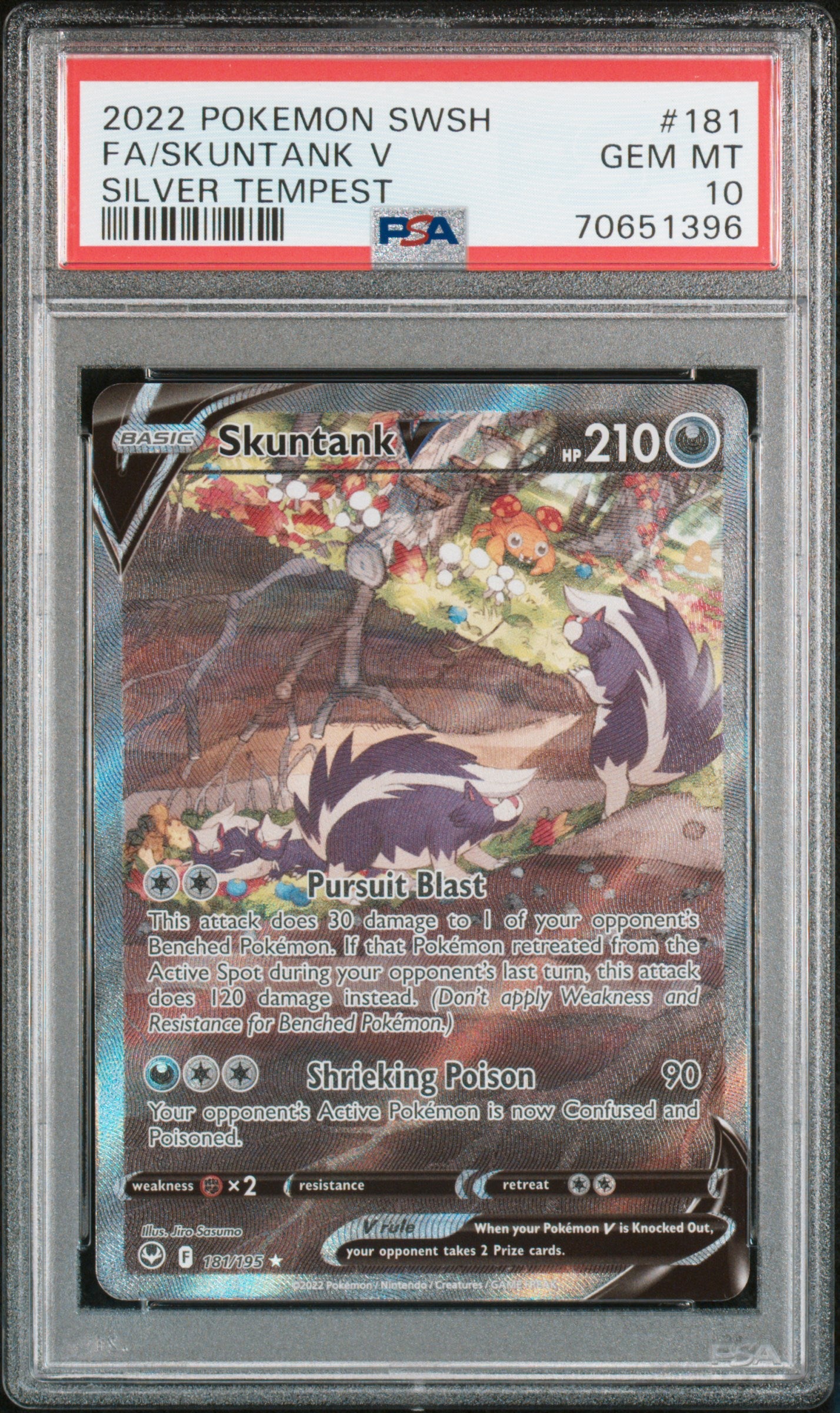 2022 Pokemon Sword and Shield Silver Tempest #181 Skuntank V PSA 10