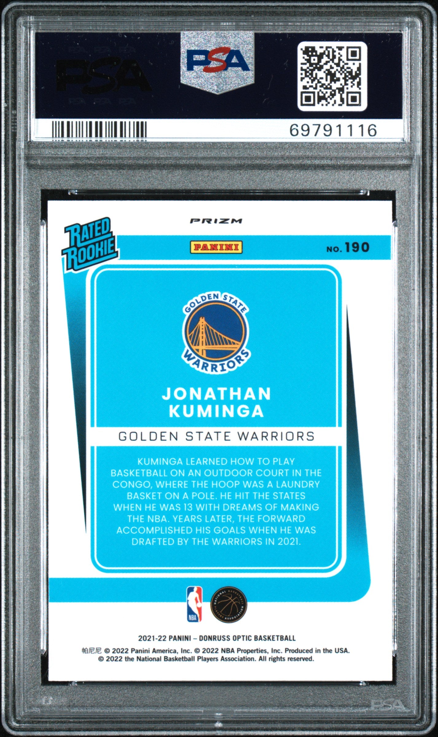 2021 Donruss Optic Holo Jonathan Kuminga #190 RC PSA 9