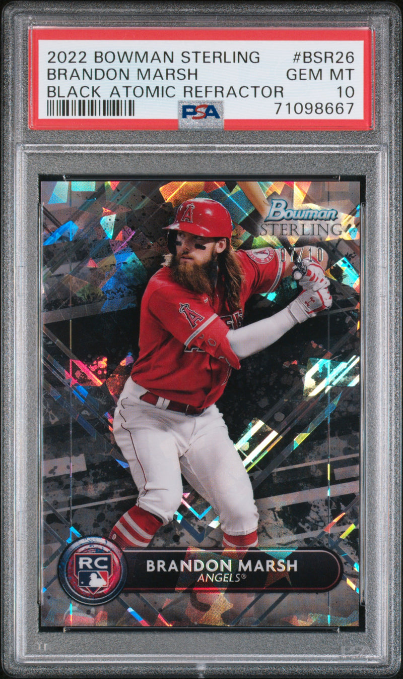 2022 Bowman Sterling Brandon Marsh #BSR26 Black Atomic Refractor PSA 10