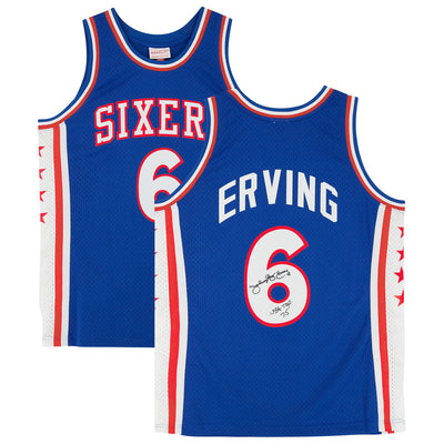 Julius Erving Philadelphia 76ers Fanatics Authentic Autographed Mitchell & Ness 1976-77 Swingman Jersey with "NBA Top 75" Inscription - Royal
