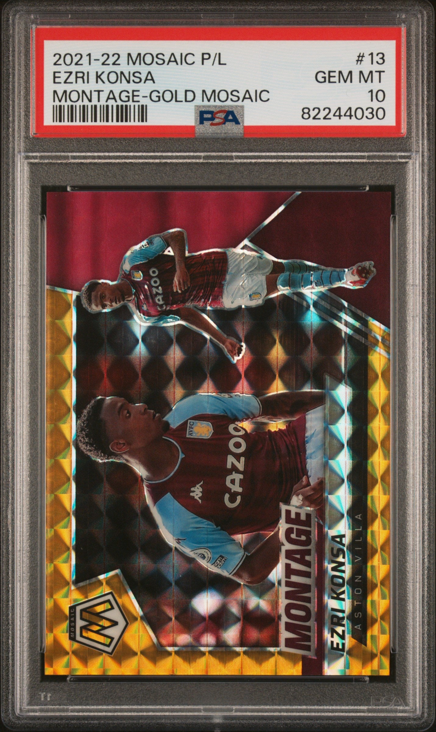2021 Panini Mosaic Montage Gold Ezri Konsa #13 /10 PSA 10