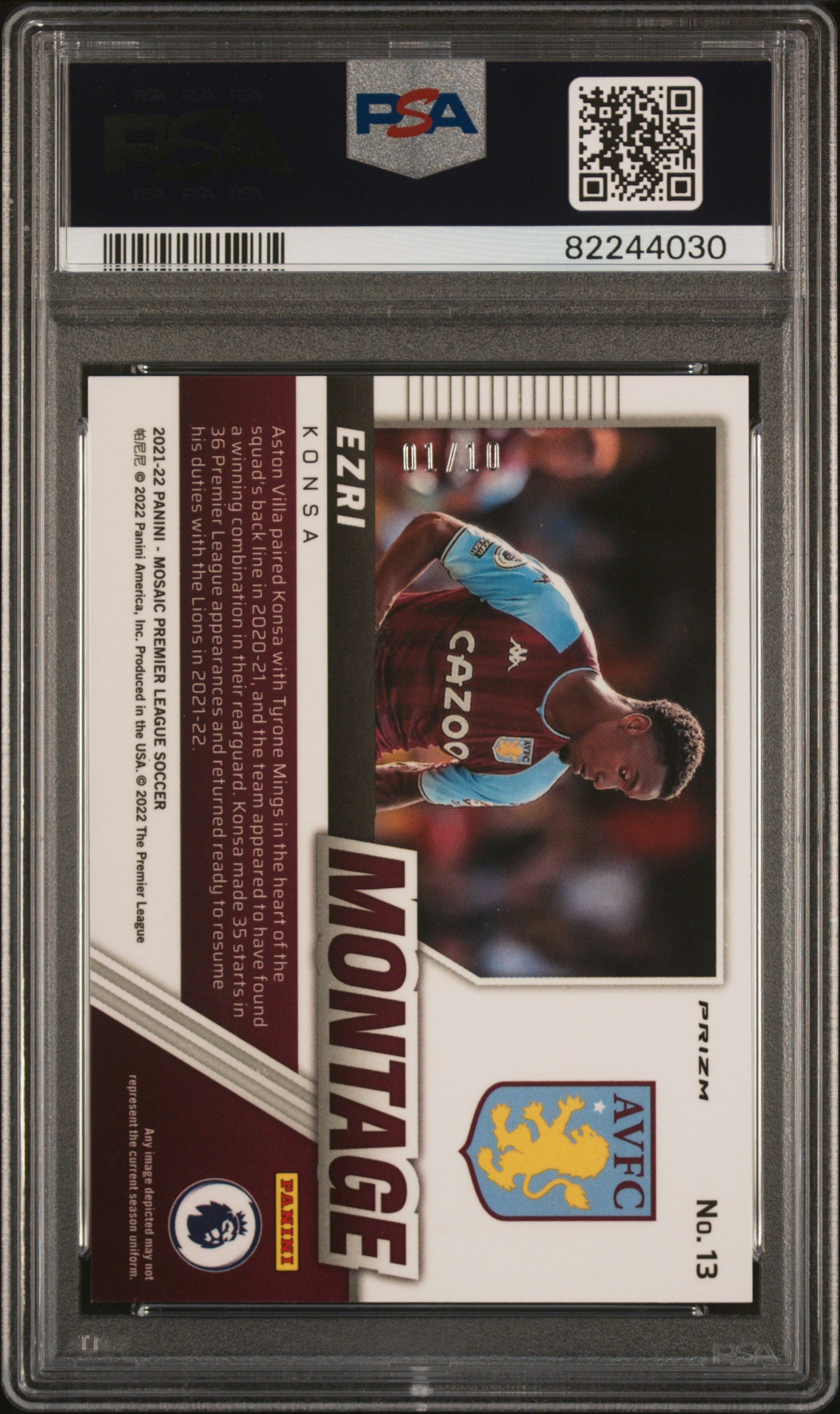 2021 Panini Mosaic Montage Gold Ezri Konsa #13 /10 PSA 10