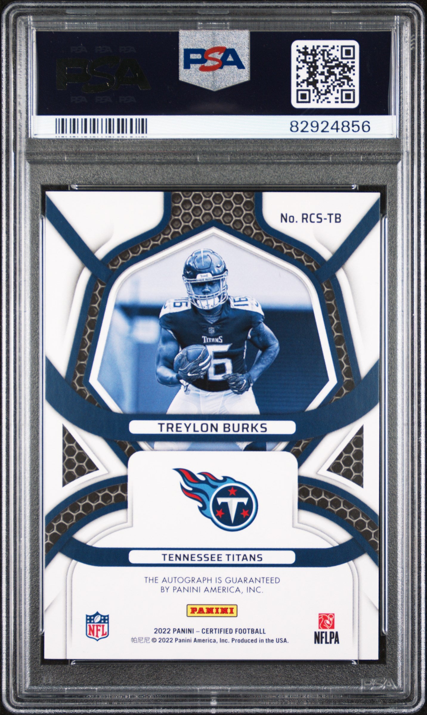 2022 Panini Certified Mirror Blue Treylon Burks #RCS-TB RC Auto /25 PSA 9