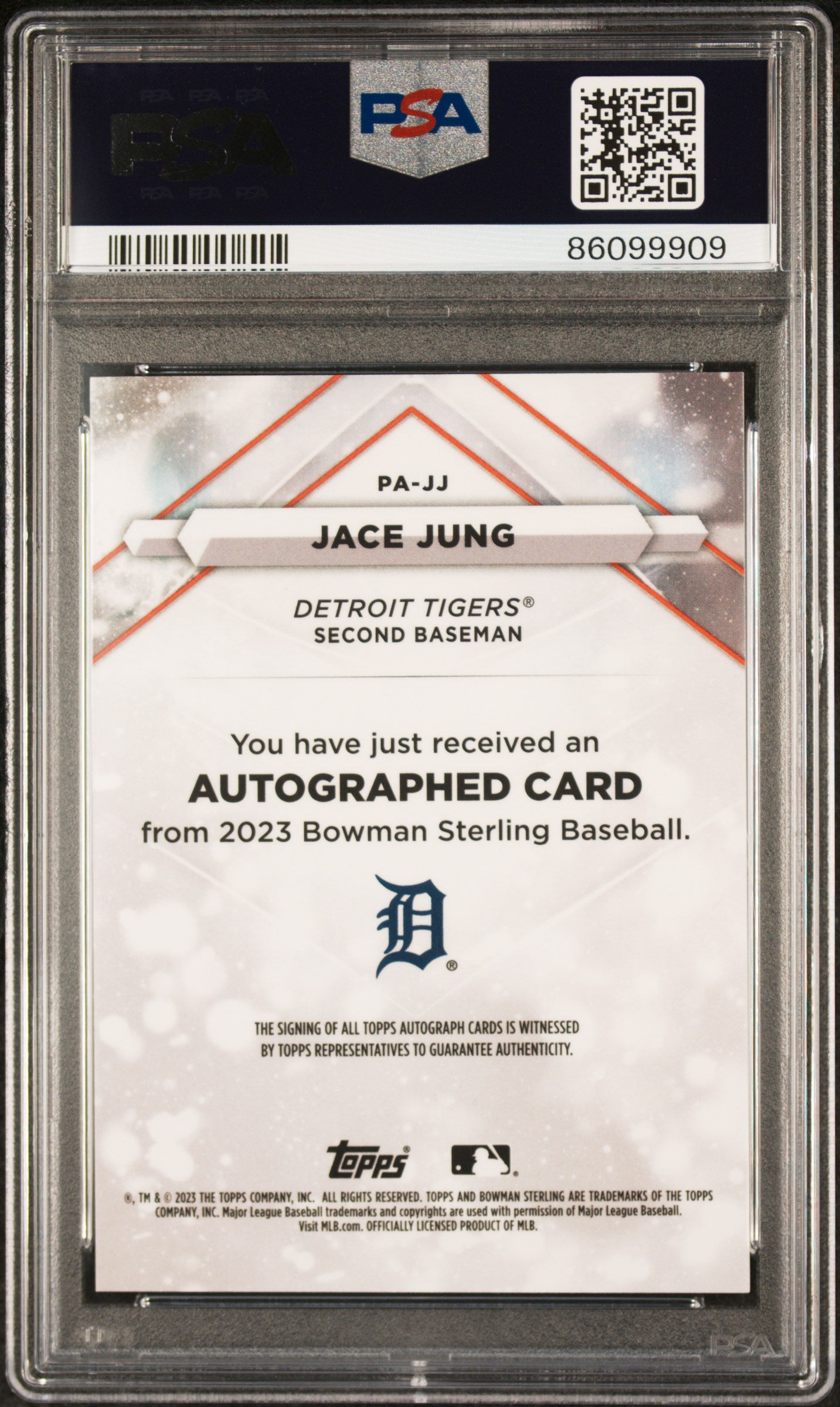 2023 Bowman Sterling Prospect Autographs Jace Jung #PAJJ PSA 9