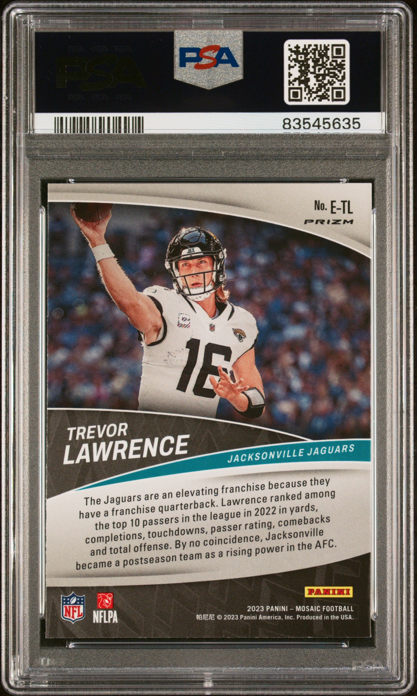 2023 Panini Mosaic Green Trevor Lawrence #E-TL PSA 10