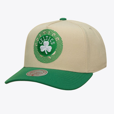 Mitchell & Ness Boston Celtics Cream/Kelly Green Off Tilted Pro Pinch Snapback Hat