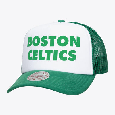Mitchell & Ness Boston Celtics White/Kelly Green Print It Trucker Adjustable Hat