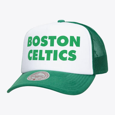Mitchell & Ness Boston Celtics White/Kelly Green Print It Trucker Adjustable Hat