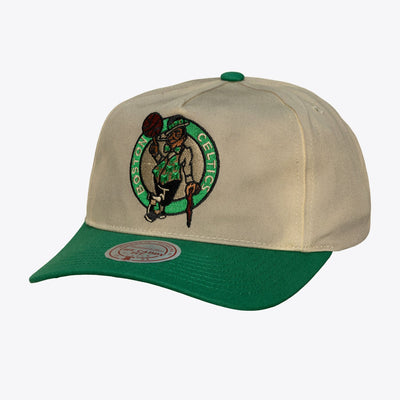 Mitchell & Ness Boston Celtics Cream/Kelly Green Retro Roots Deadstock Caddy Snapback Hat