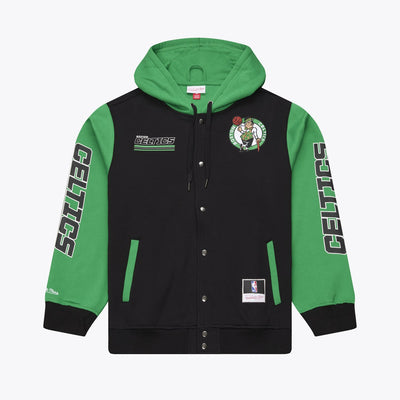Mitchell & Ness Boston Celtics Black/Kelly Green Triple Check Fleece Full-Snap Jacket