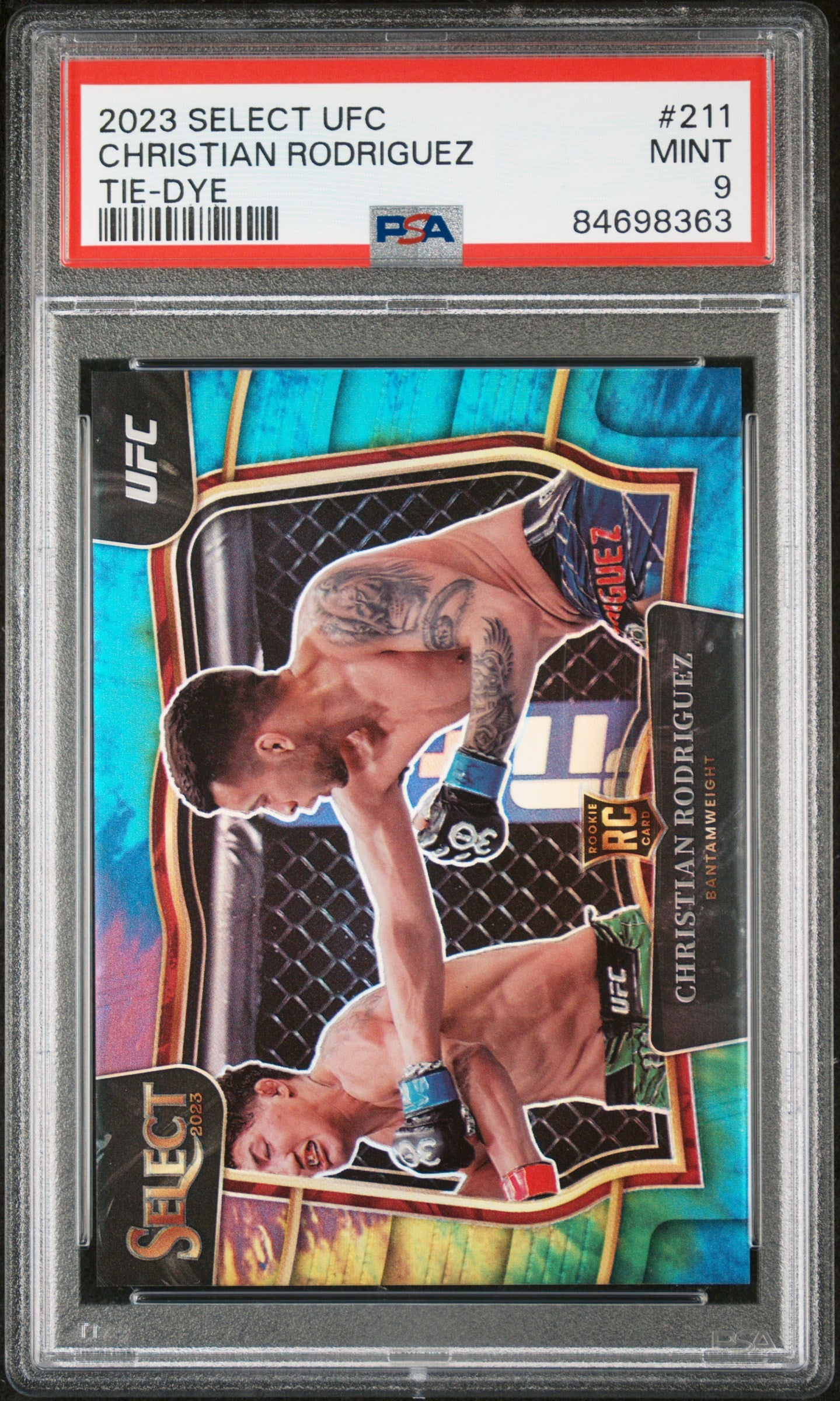 2023 Panini Select UFC Tie-Dye Christian Rodriguez /25 Rookie RC PSA 9