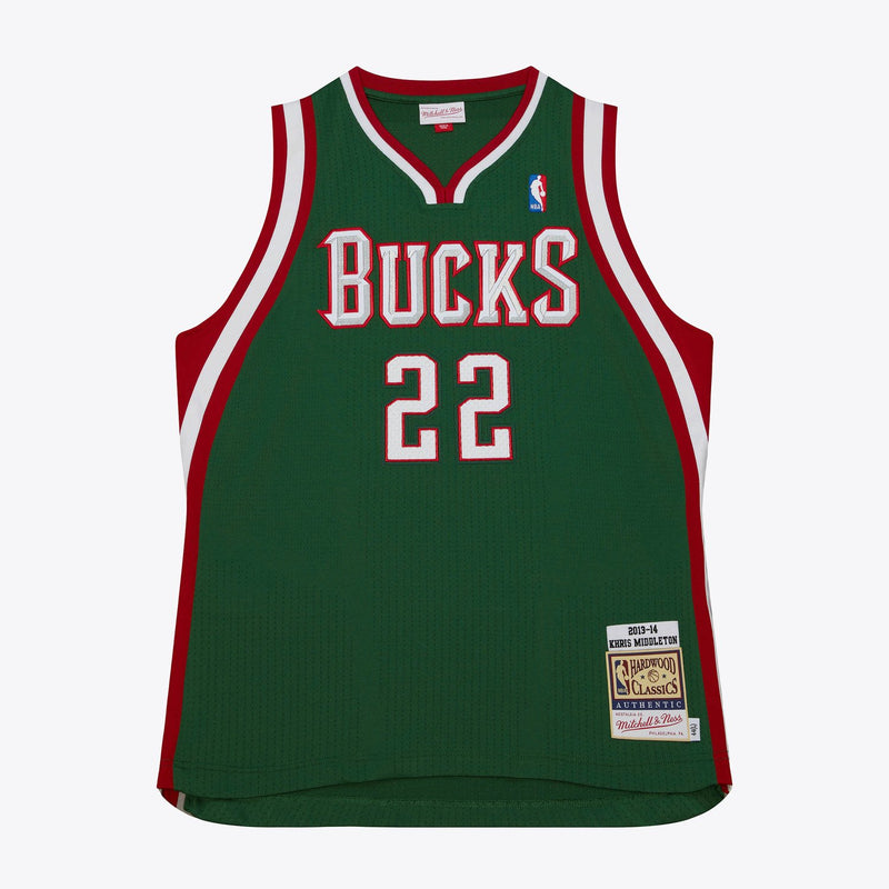 Mitchell & Ness Khris Middleton Milwaukee Bucks 2013-14 Green Authentic Jersey