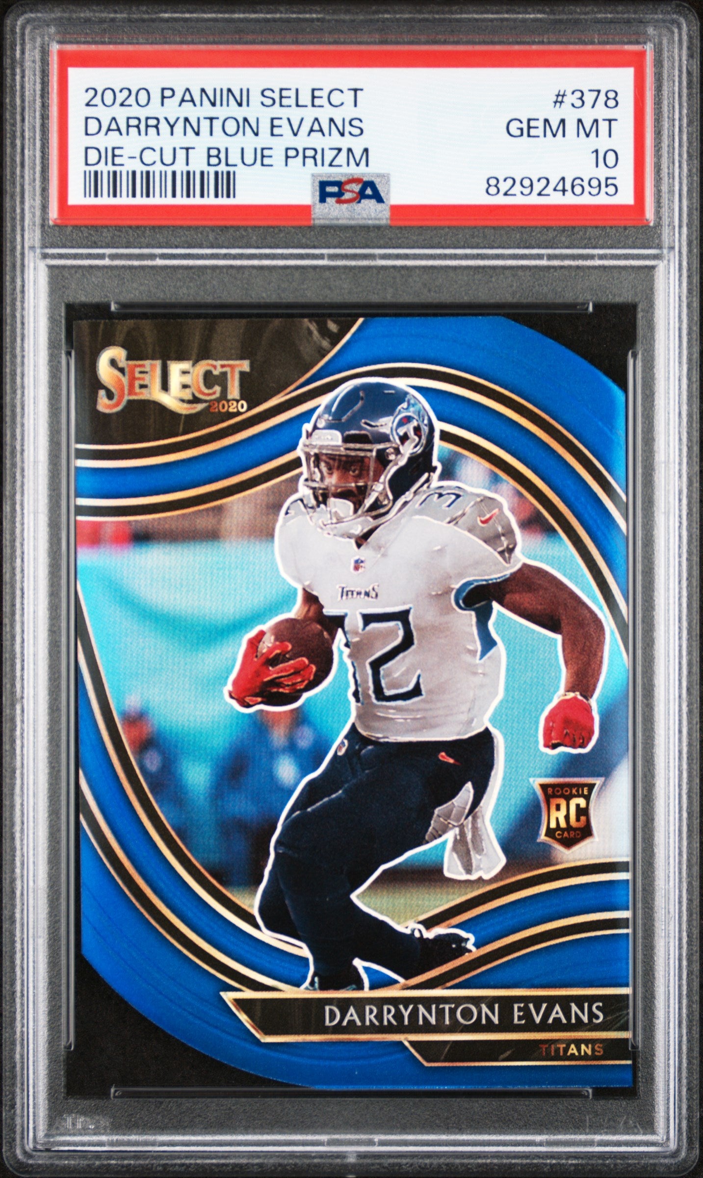 2020 Panini Select Die-Cut Blue Prizm Darrynton Evans Rookie #378 PSA 10