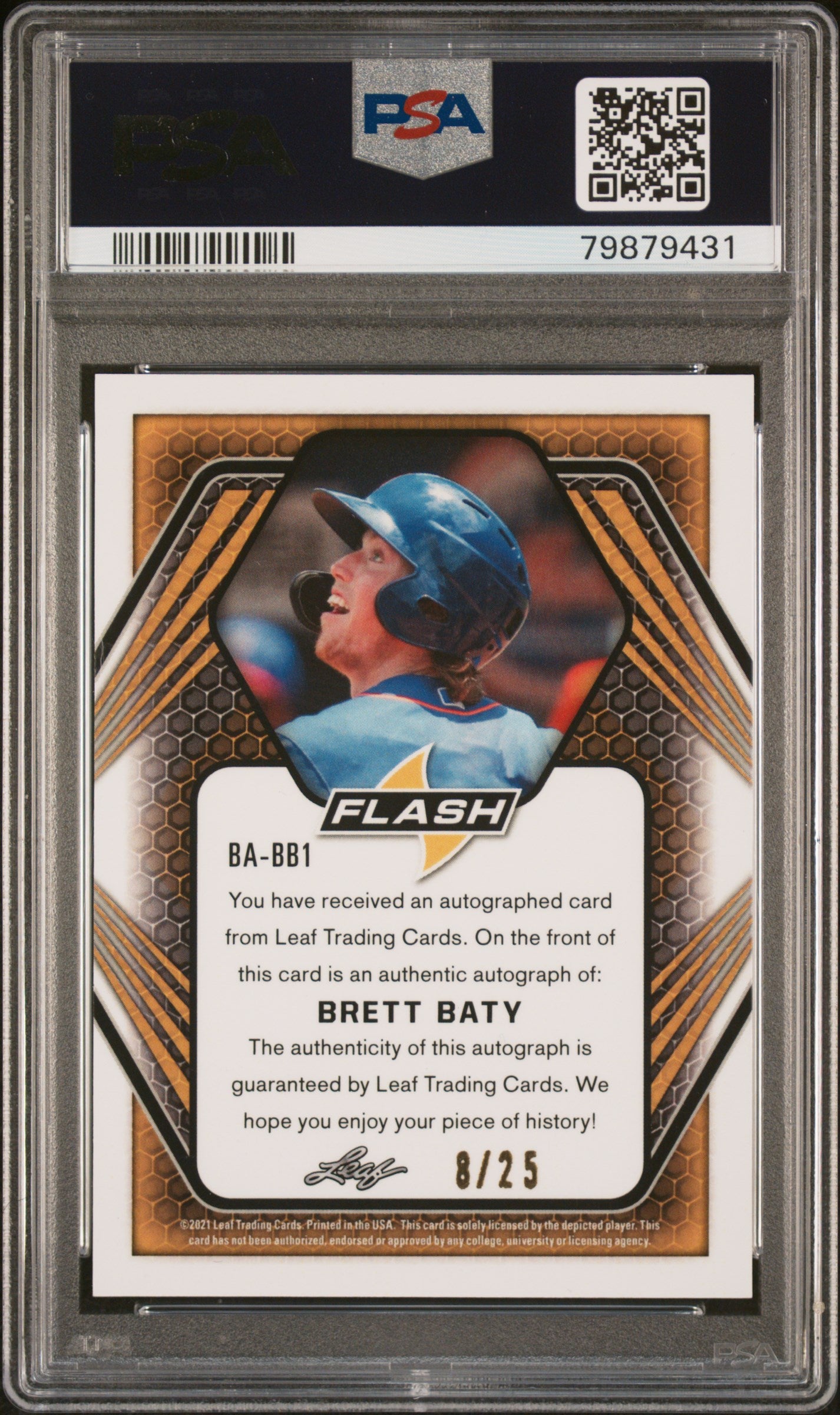 2021 Leaf Flash Autographs Green /25 Brett Baty #BB1 PSA 9