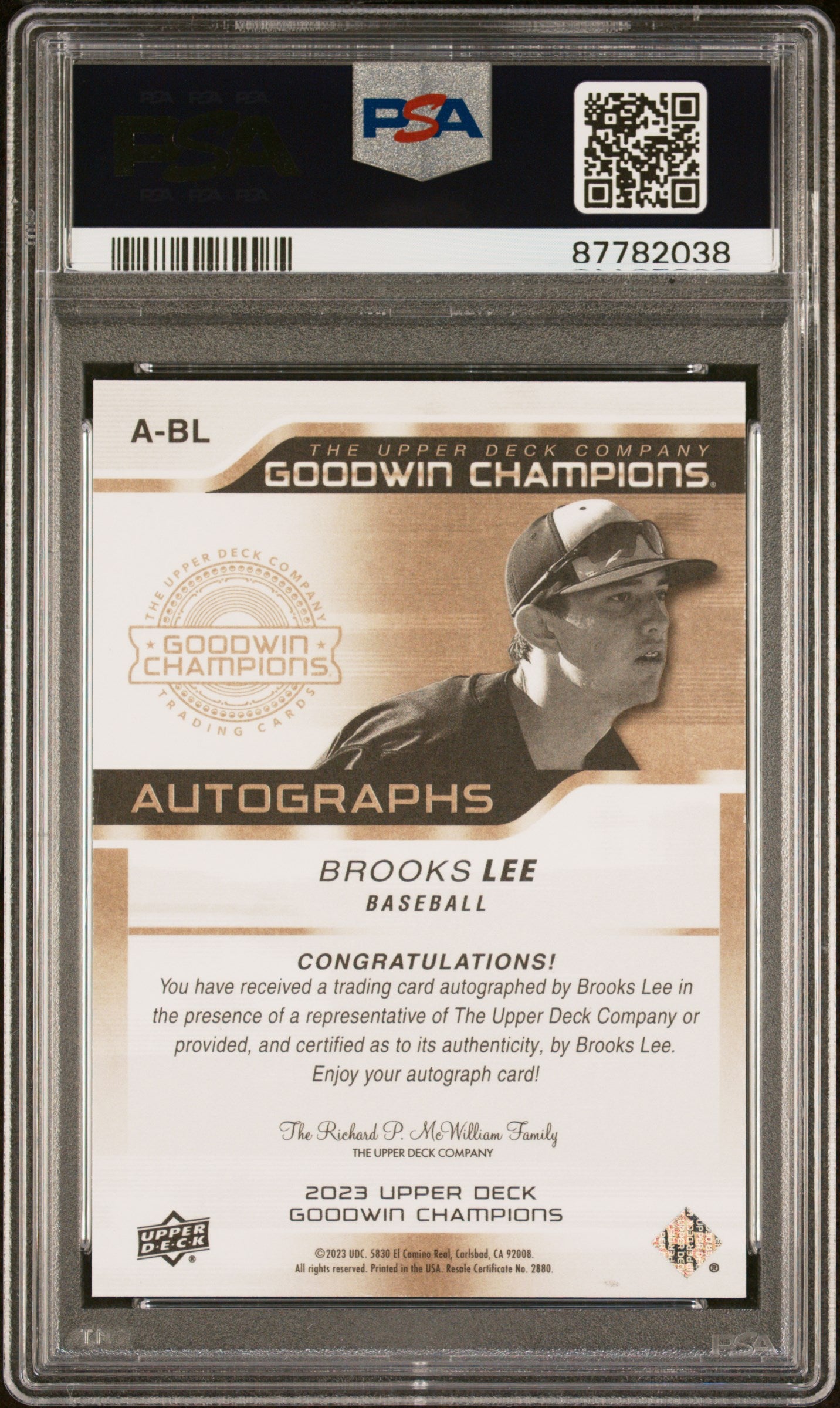 2023 Upper Deck Goodwin Champions Autographs #BL Brooks Lee PSA 9