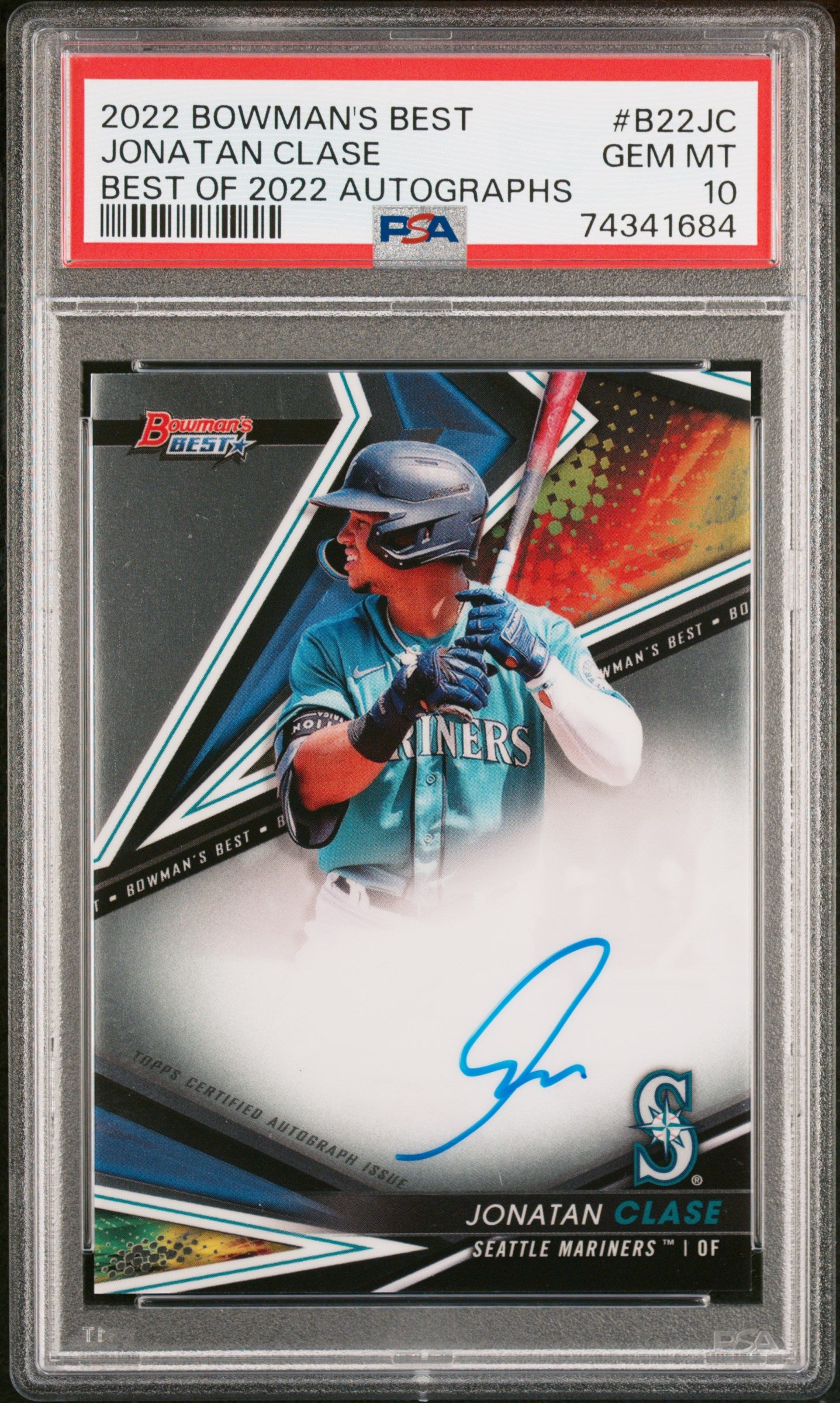 2022 Bowman's Best Autographs Jonatan Clase #B22JC Auto PSA 10