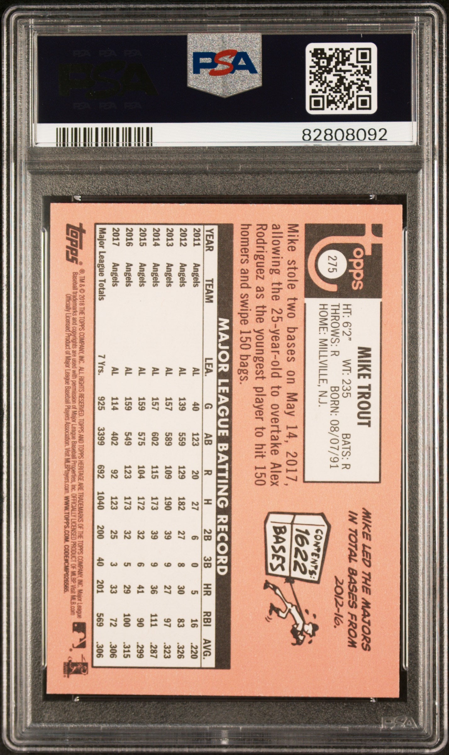 2018 Topps Heritage Mike Trout SP #275 PSA 10