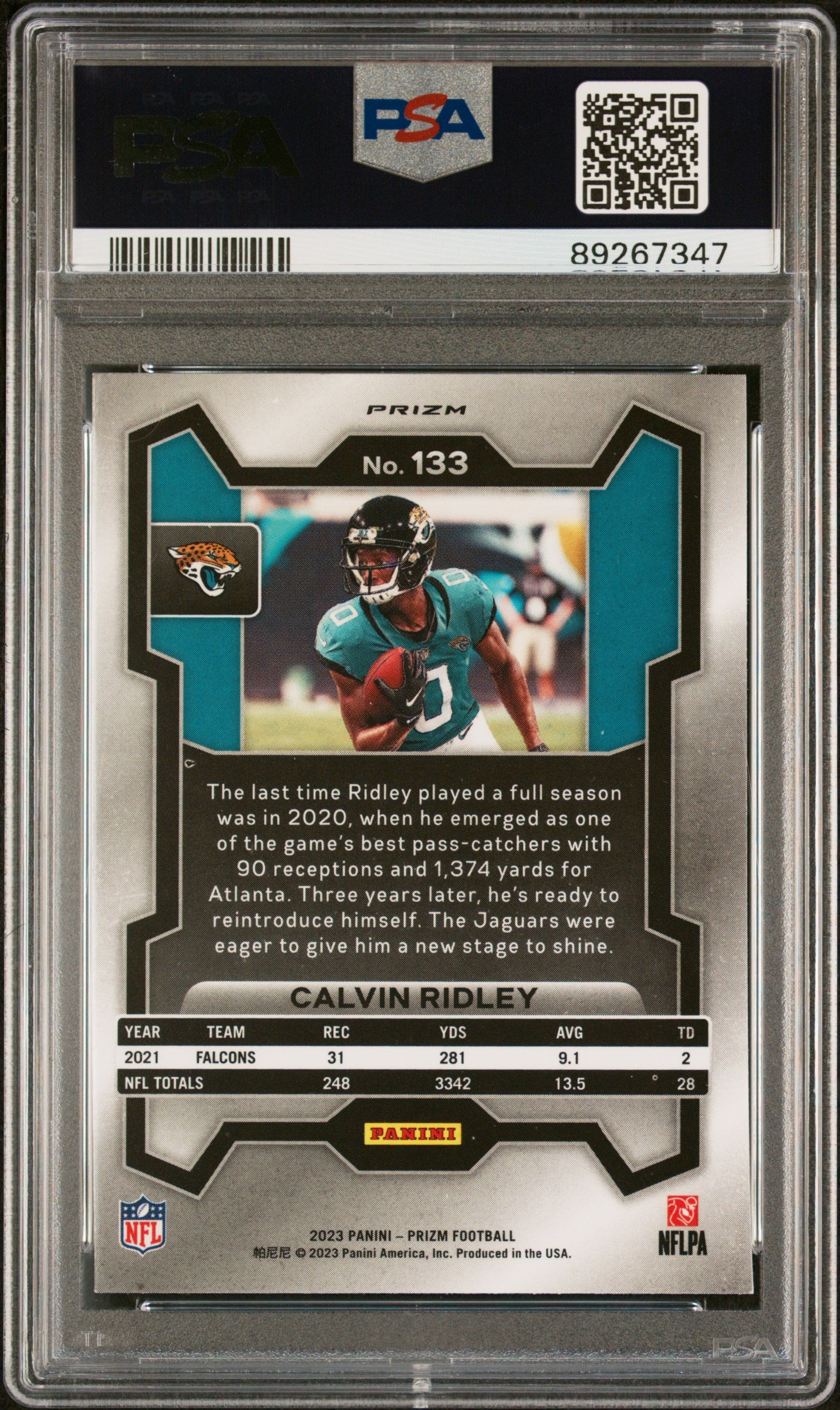2023 Prizm Checkerboard Calvin Ridley #133 PSA 9