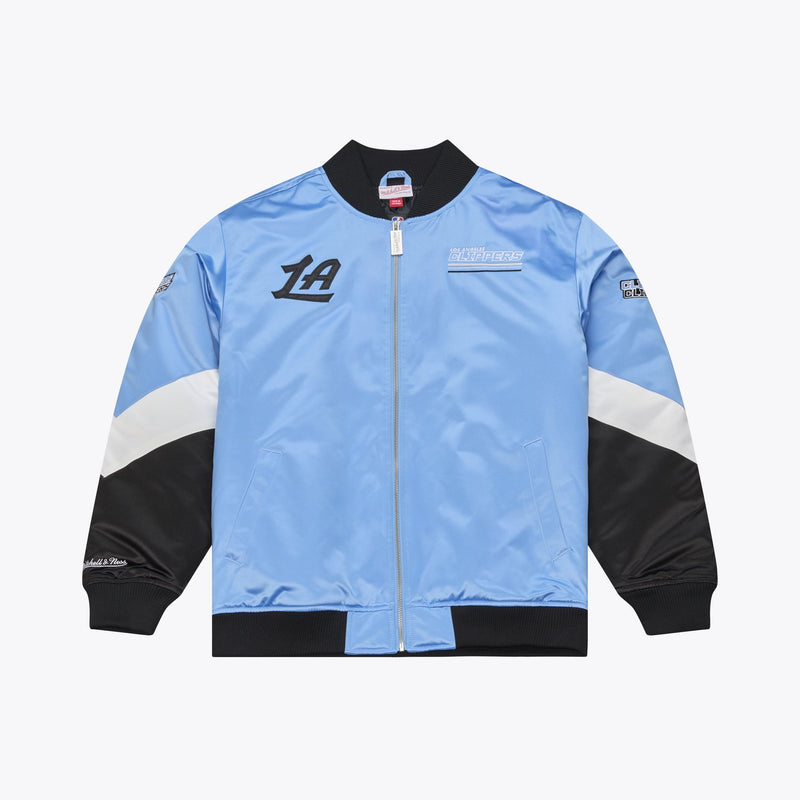 Mitchell & Ness LA Clippers Light Blue Triple Check Heavyweight Satin Full-Zip Jacket