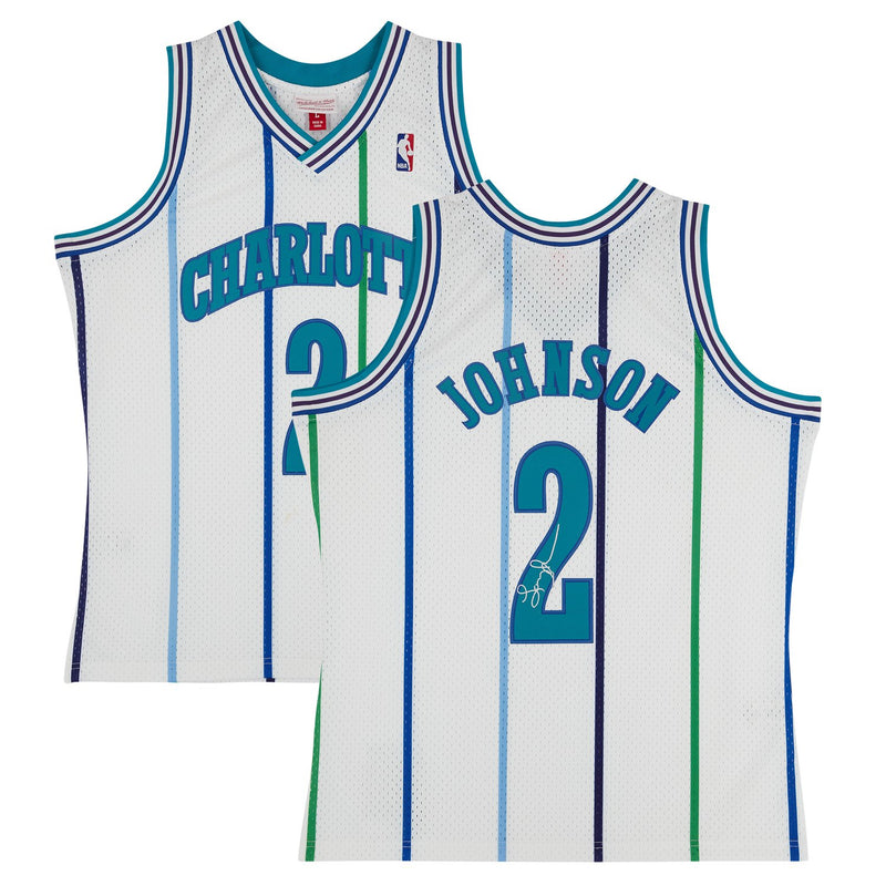 Larry Johnson Charlotte Hornets Autographed Fanatics Authentic Mitchell & Ness 1992-93 White Swingman Jersey